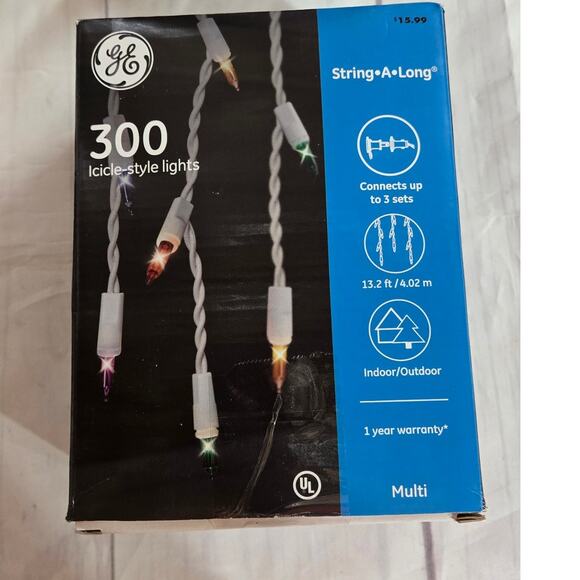 NEW! GE 300 String Multi-Color Lights Holiday Christmas 13ft Indoor Outdoor - Picture 1 of 3